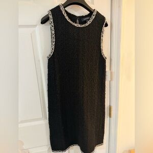 NWT Ellen Tracy Black Textured Woven Dress